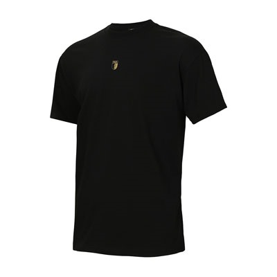 schwarzes T-Shirt mit goldenem Branding