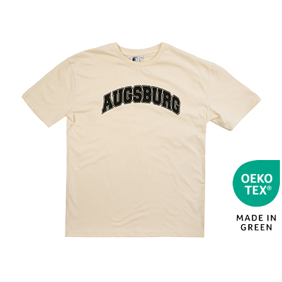 FCA Shirt in creme mit schwarzem Augsburg Schriftzug auf der Brust für Kinder 