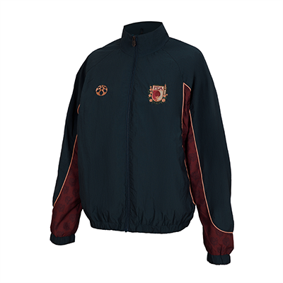 Vorderansicht des FCA x Societas Trackjacket in dunkelgrün