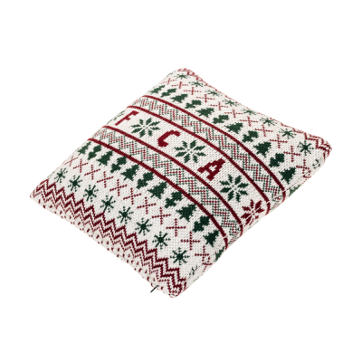 FCA Strickkissen in weiß mit weihnachtlichen Mustern 