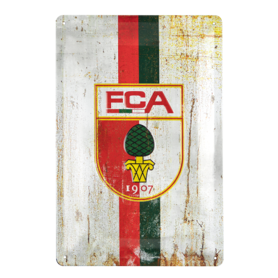 FCA Blech mit Retrostreifen und FCA Wappen in der Mitte in Retrooptik 