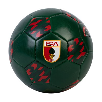 FCA Fußball in dunkelgrün mit rot,grünen Akzenten und FCA Wappen auf der Vorderseite